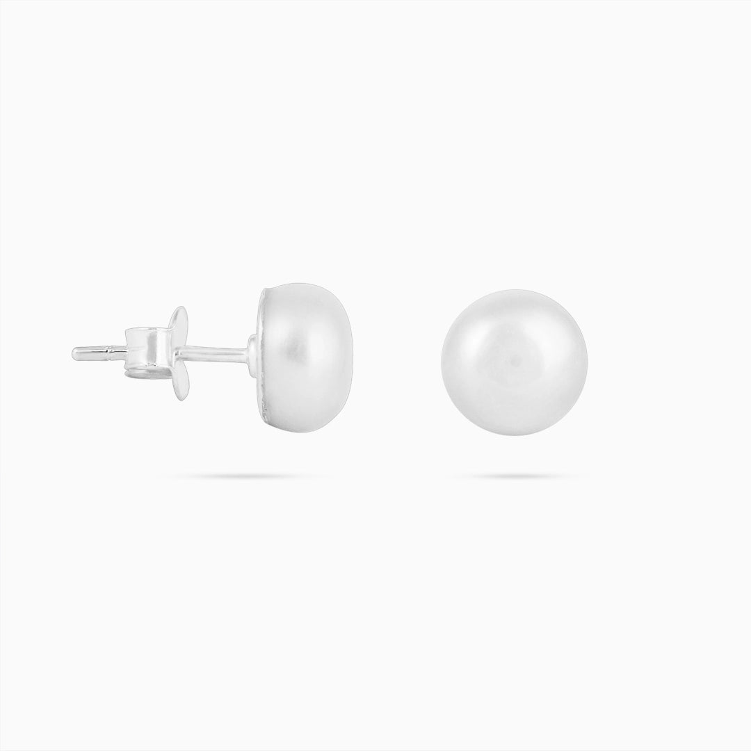 Silver stud - Pure Silver Studs &#8211; Snowy White Pearl