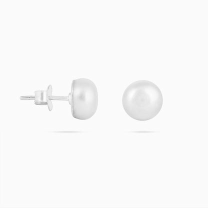 Silver stud - Pure Silver Studs &#8211; Snowy White Pearl