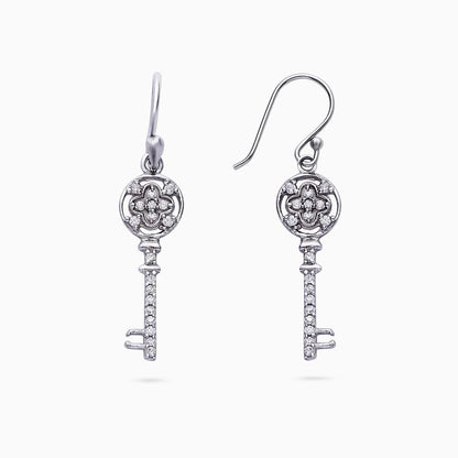 Cubic zirconia earrings - Pure Silver Jewellery Sets &#8211; Cubic Zirconia Key Earrings With Pendant Set