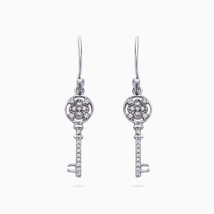 556 - Pure Silver Jewellery Sets &#8211; Cubic Zirconia Key Earrings With Pendant Set