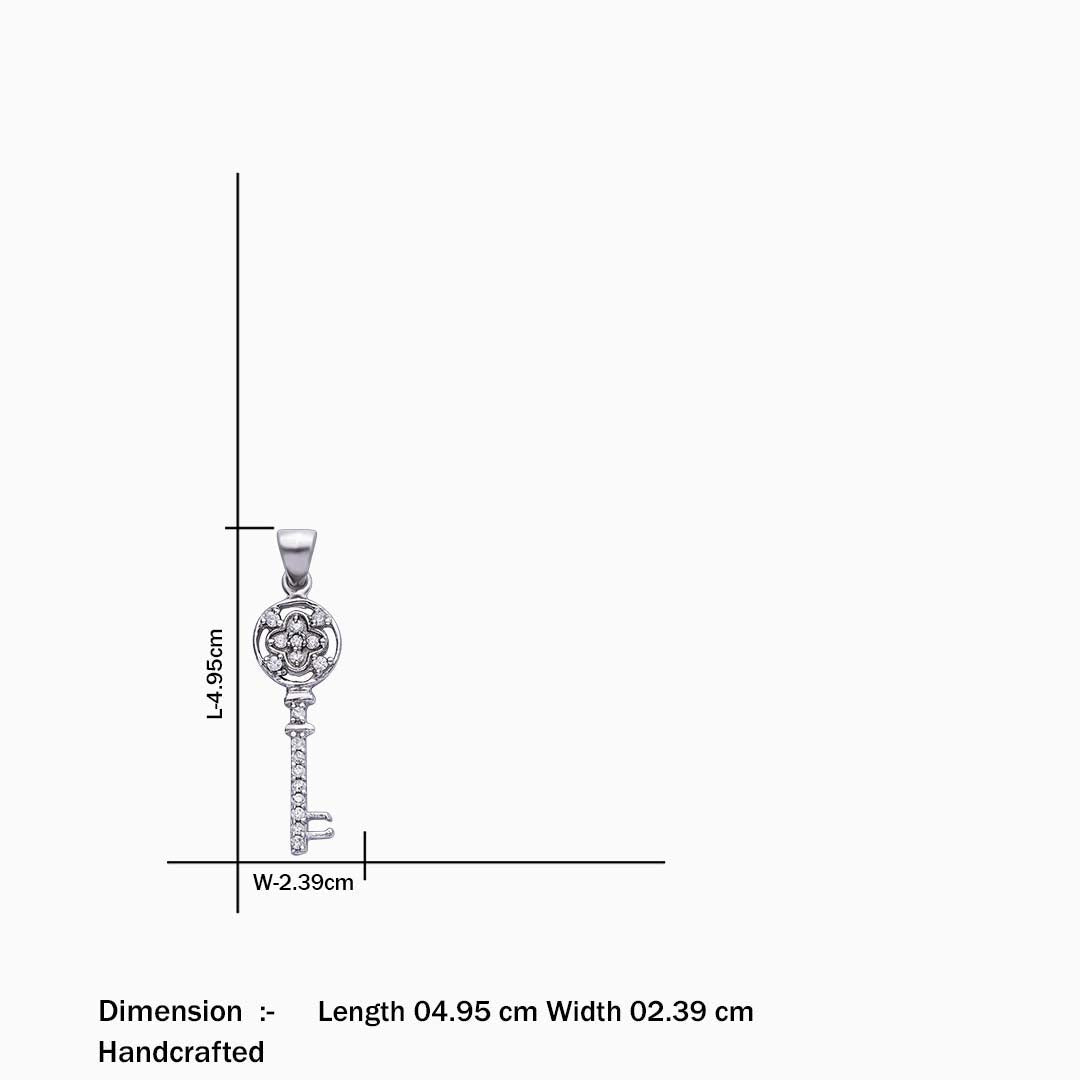 59 - Pure Silver Jewellery Sets &#8211; Cubic Zirconia Key Earrings With Pendant Set