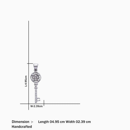 59 - Pure Silver Jewellery Sets &#8211; Cubic Zirconia Key Earrings With Pendant Set