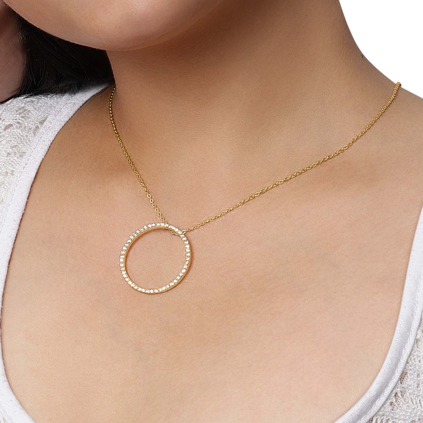 44 - Pure Silver Necklace &#8211; Round Rich CZ Pendant Design