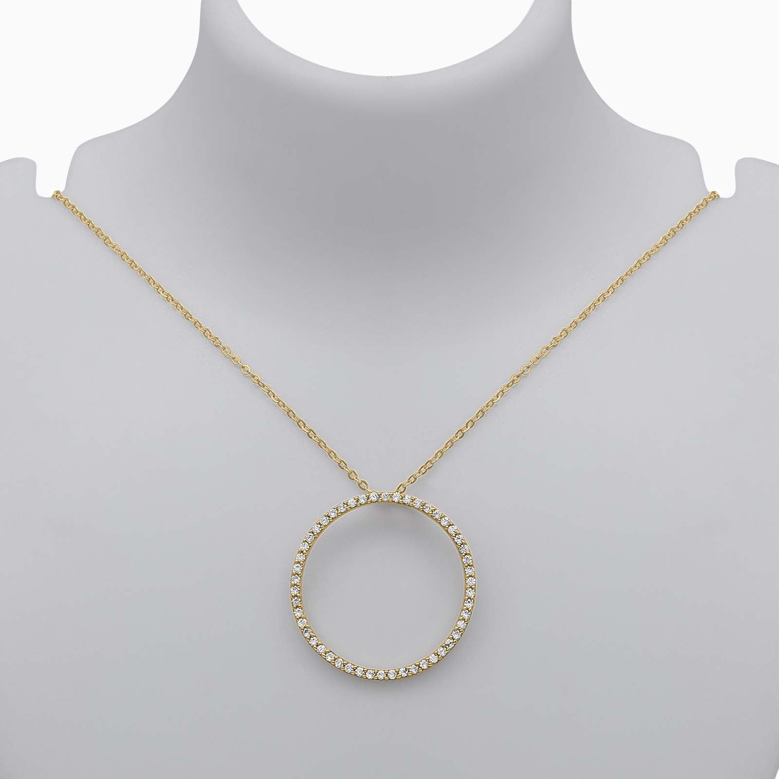 681 - Pure Silver Necklace &#8211; Round Rich CZ Pendant Design