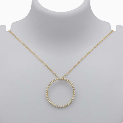 681 - Pure Silver Necklace &#8211; Round Rich CZ Pendant Design