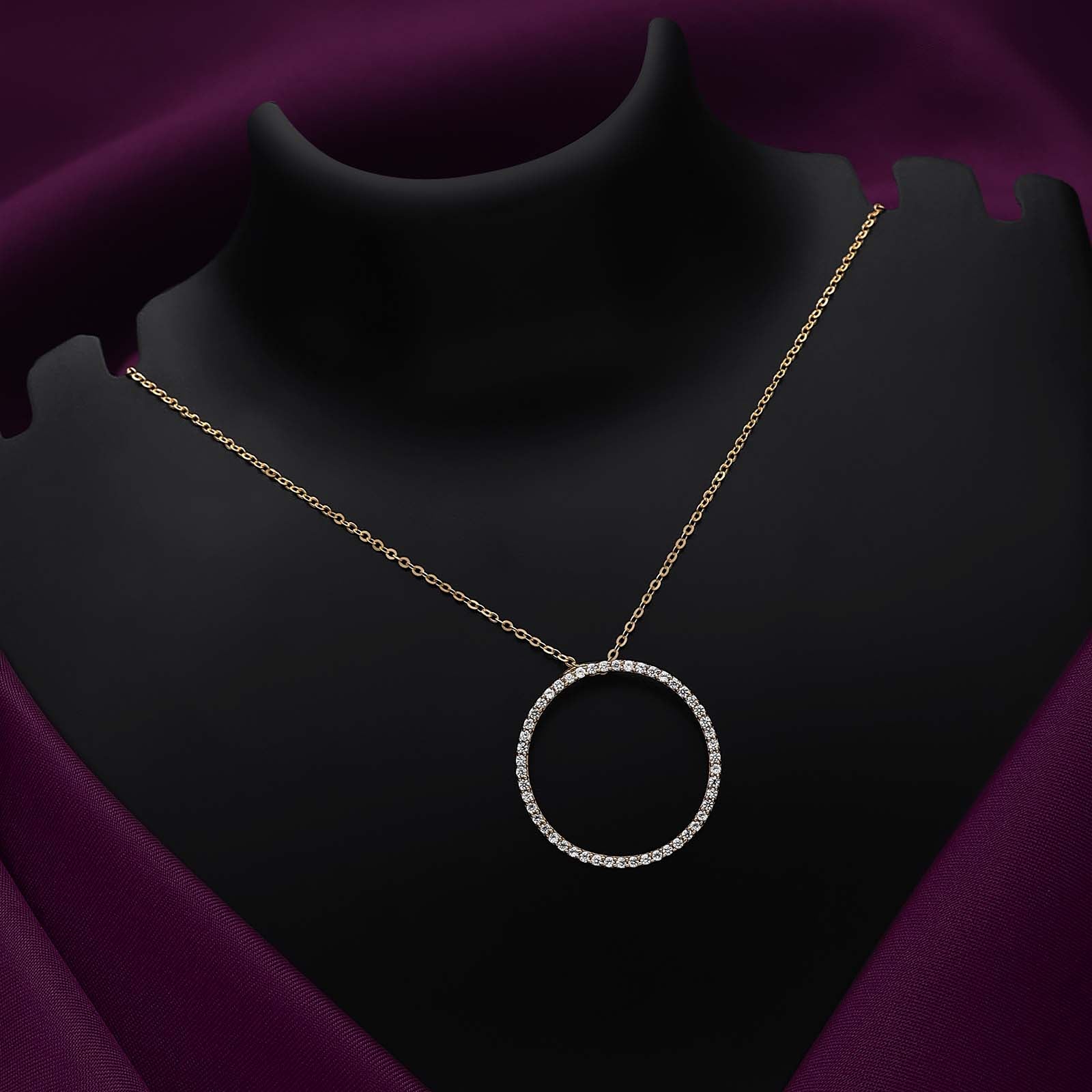 Silver Pendants - Pure Silver Necklace &#8211; Round Rich CZ Pendant Design