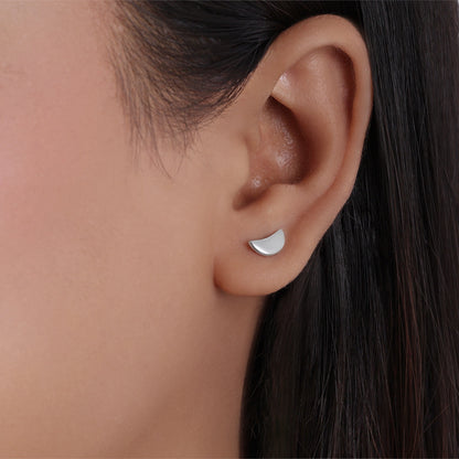 Great Summer Sale - Pure Silver Stud &#8211; Half Moon With Matte Finish