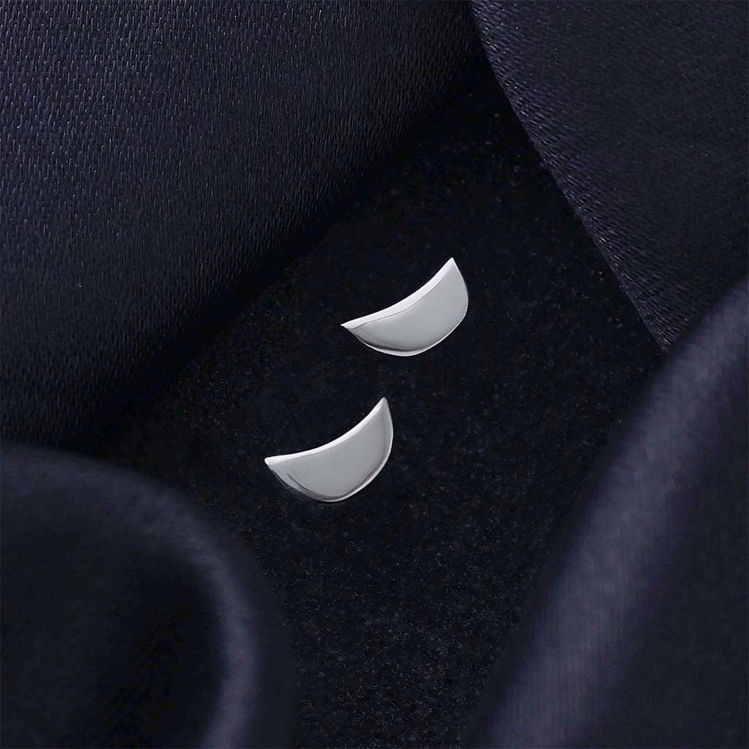 Classic Earrings - Pure Silver Stud &#8211; Half Moon With Matte Finish