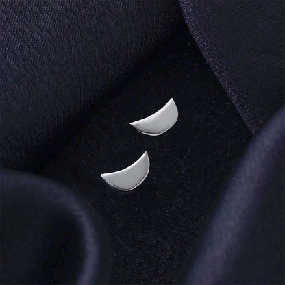 Classic Earrings - Pure Silver Stud &#8211; Half Moon With Matte Finish