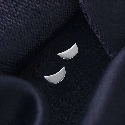 Classic Earrings - Pure Silver Stud &#8211; Half Moon With Matte Finish