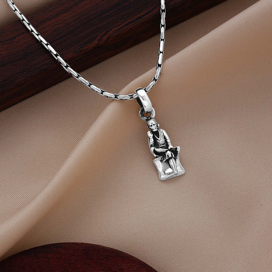 Silver Pendants - Silver Sai Baba Locket &#8211; Blessed With Sai Baba