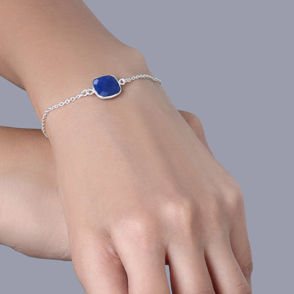 Silver chain bracelet - Pure  Silver Bracelet &#8211; Blue Lapis Stoned Chain