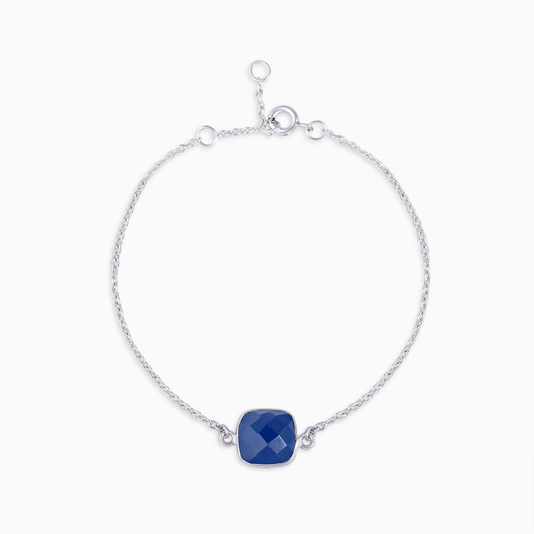 Blue Stone Bracelet - Pure  Silver Bracelet &#8211; Blue Lapis Stoned Chain