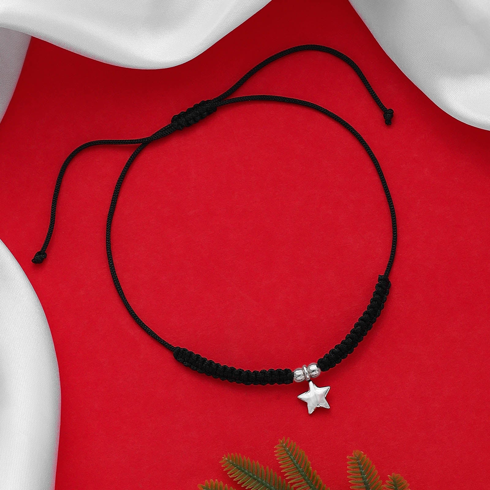 Silver anklets - Pure 925 Silver Anklet &#8211; Threaded With Shining Star