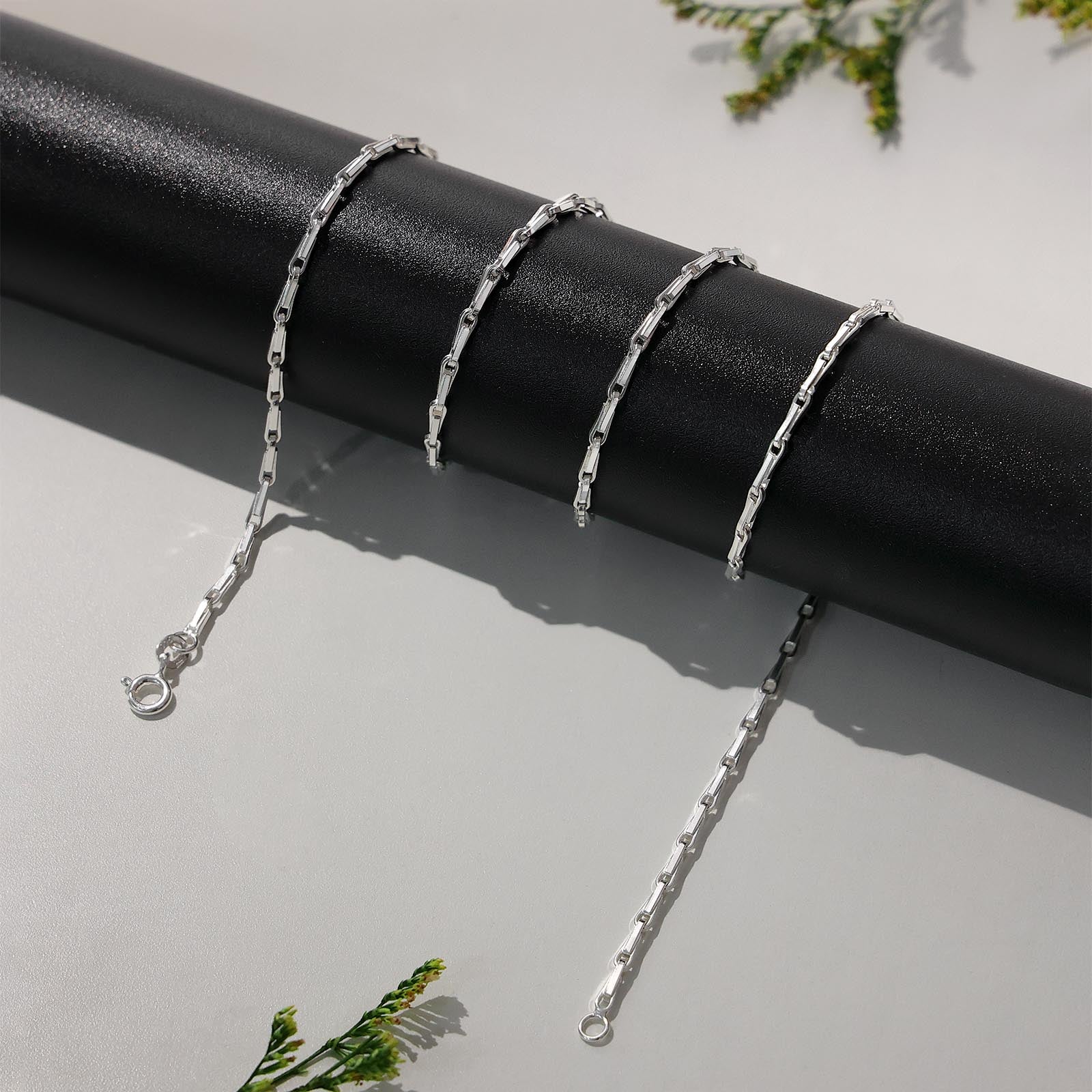 Men Silver Chain - Pure 925 Silver Chain &#8211; Handmade Wheat Chain Necklace