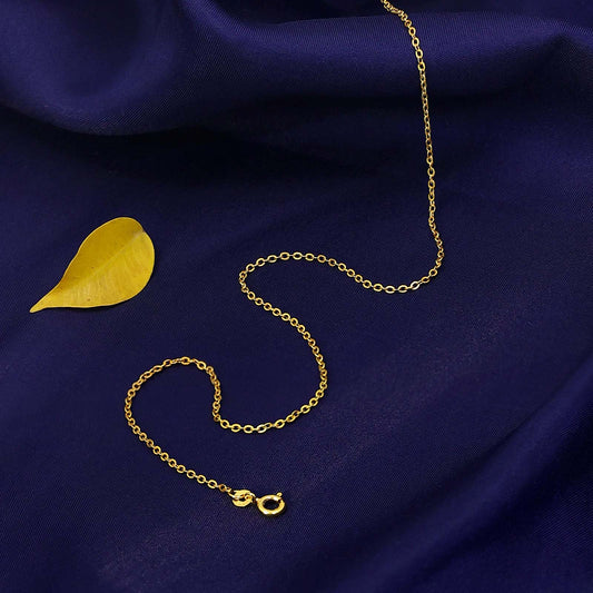 Silver Chains - Pure 925 Silver Chain &#8211; ROLO Gold Finish Design For Women
