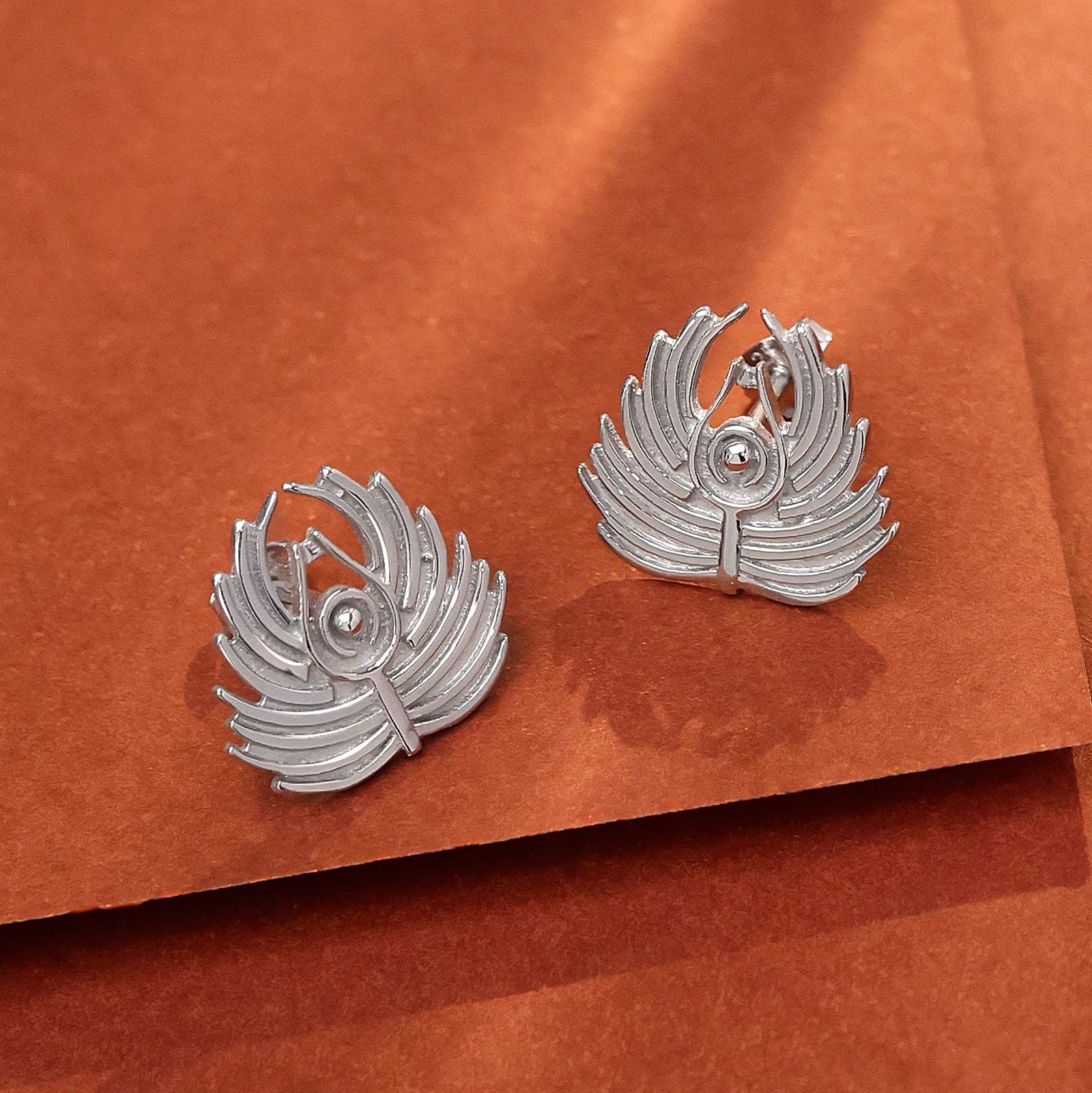 Peacock earring - Pure 925 Silver Earring &#8211; Beautiful Peacock Feather Design