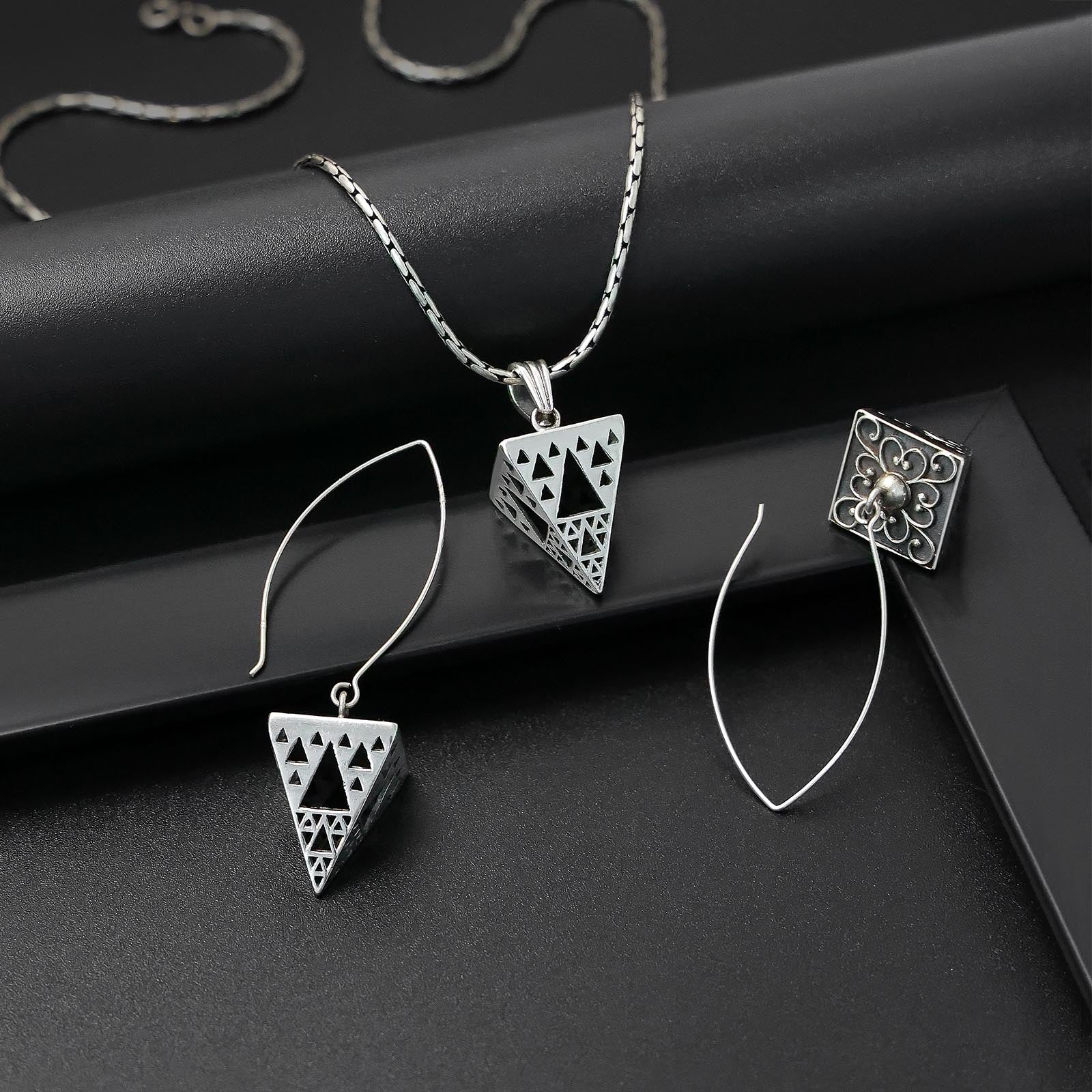 Neck Pieces - Pure 925 Silver Pendant &#8211; Triangle Hood Model