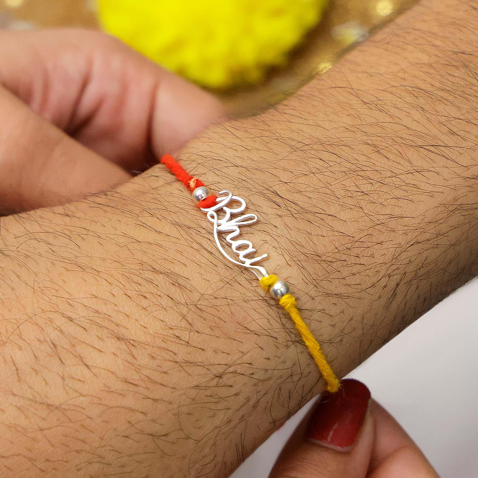 Pure 925 Silver Rakhi - Customised Bhai Pendant Rakhi - Tweov Jewels