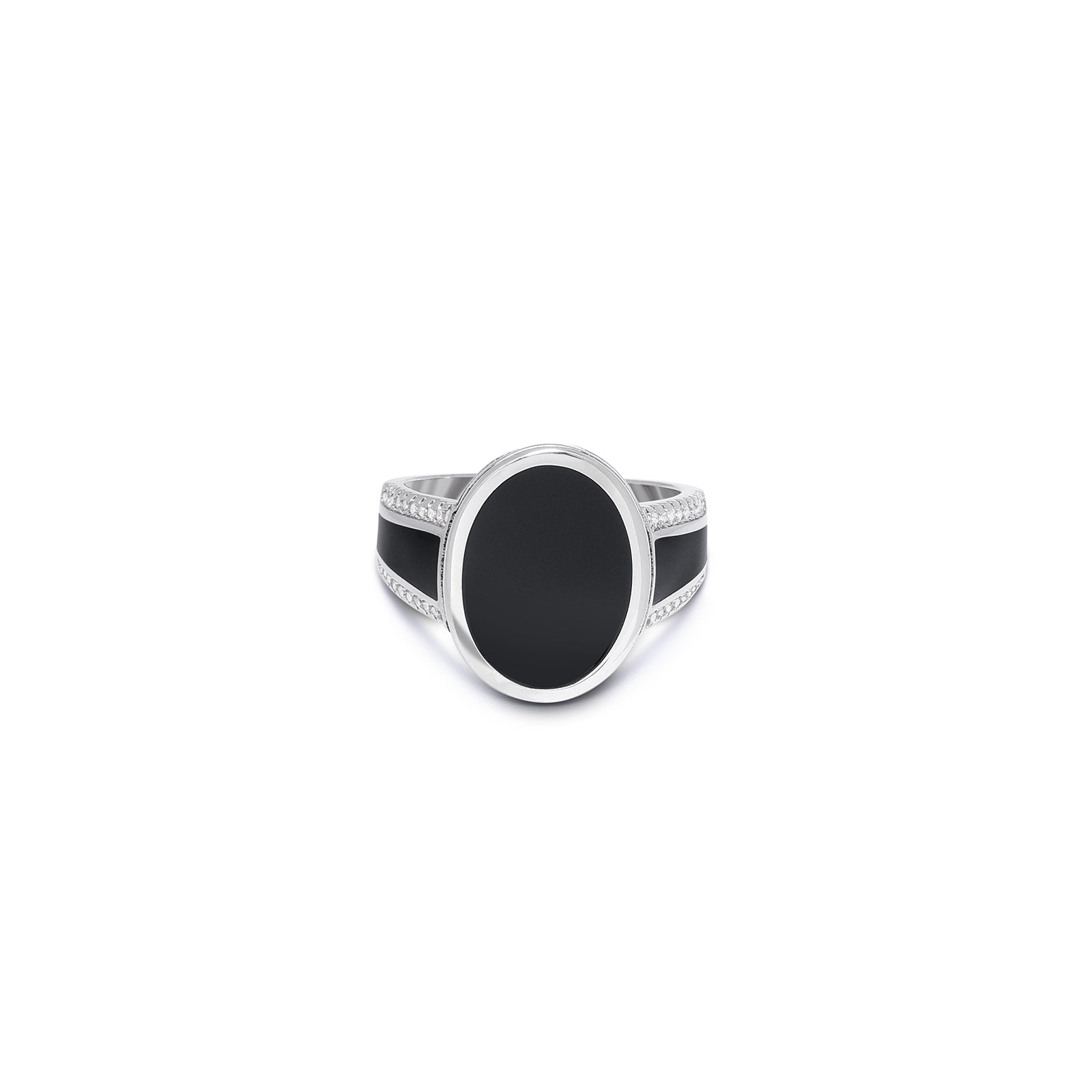 582 - Pure 925 Silver Ring &#8211; Oval-Shaped Black Onyx Ring