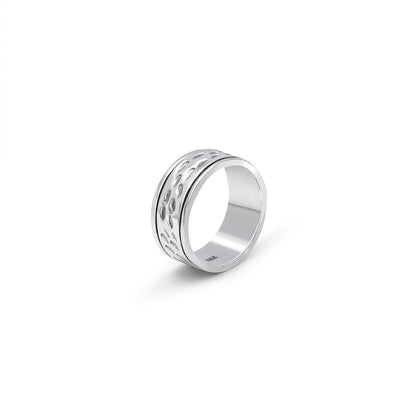 carved silver ring - Pure 925 Silver Ring &#8211; Plain Carved Wedding Band