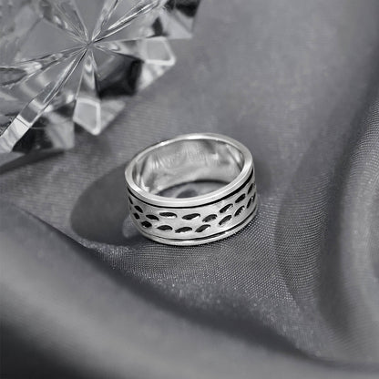Men Rings - Pure 925 Silver Ring &#8211; Plain Carved Wedding Band