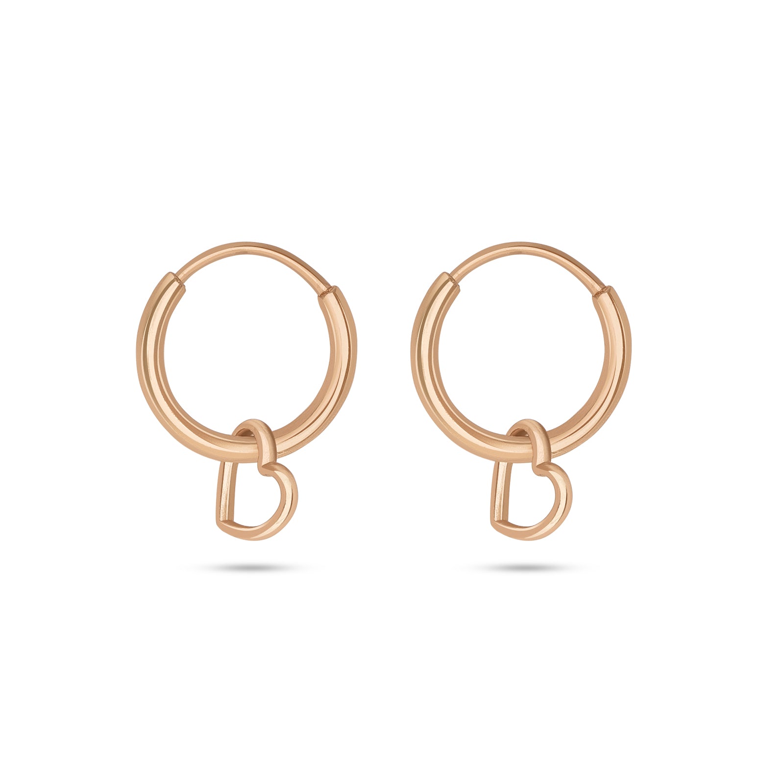 Rose gold earrings - Pure 925 Silver Rose Gold Earrings &#8211; Heart-in Loop Ring Model