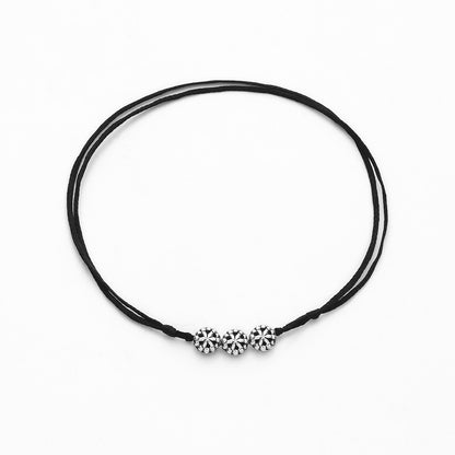 black beaded silver anklets - Pure Silver Anklet &#8211; Beads With Adjustable Black Thread