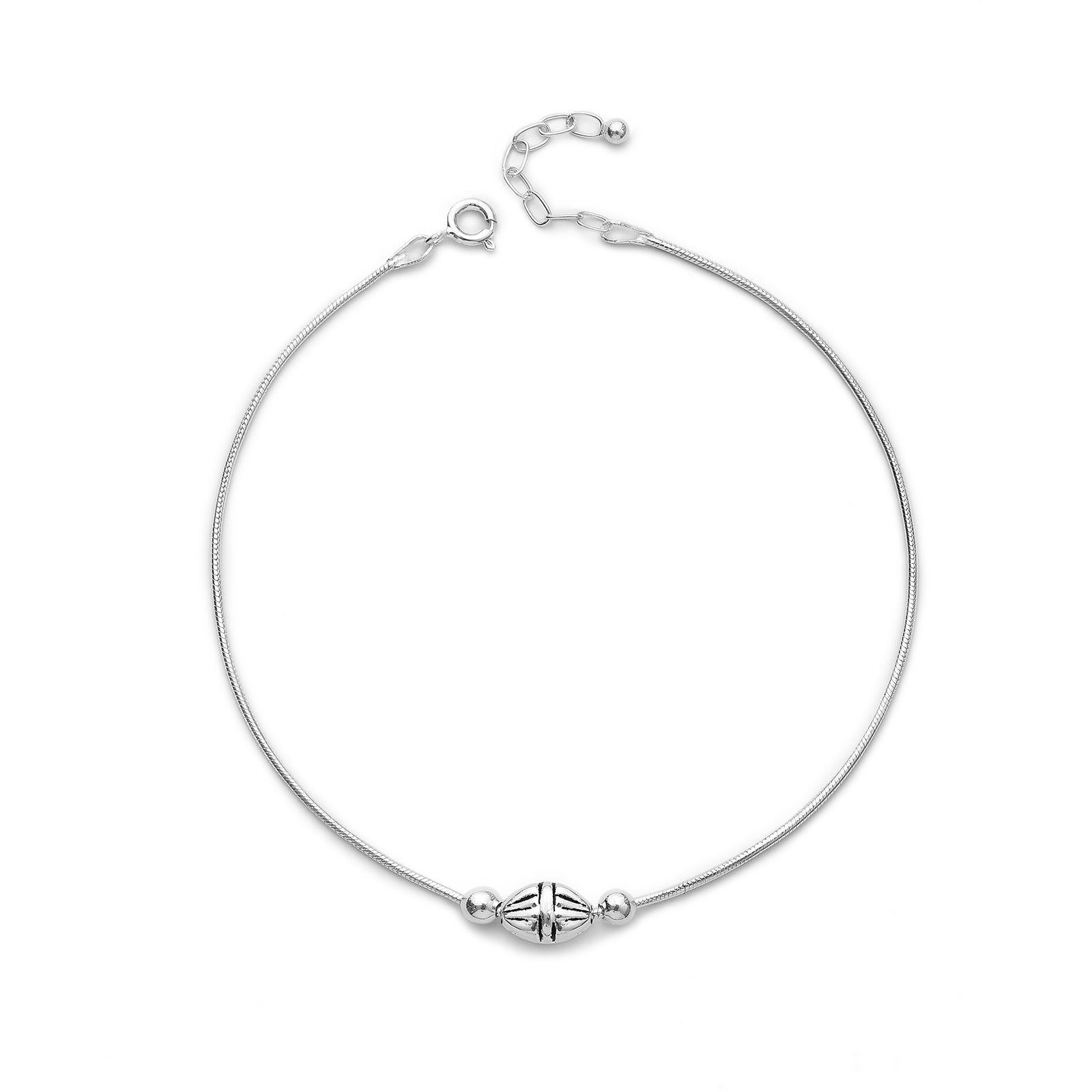 35 - Pure Silver Anklet &#8211; Intricate Ball Motif Design