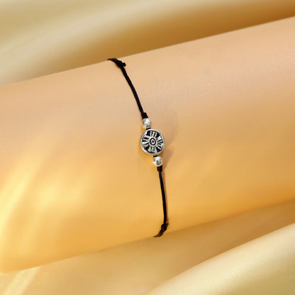 Silver anklets - Pure Silver Anklet &#8211; Silver Beaded Sun Motif Model