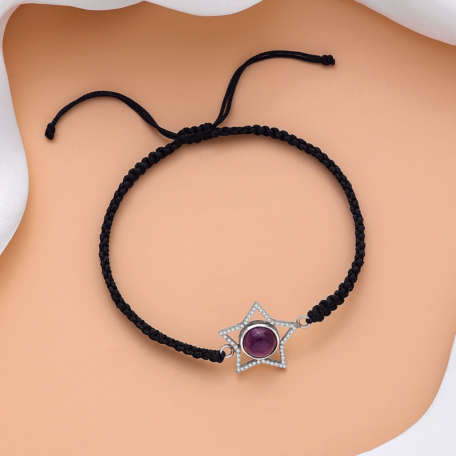Silver anklets - Pure Silver Anklets &#8211; tanzanite Inspired Black Thread Anklet