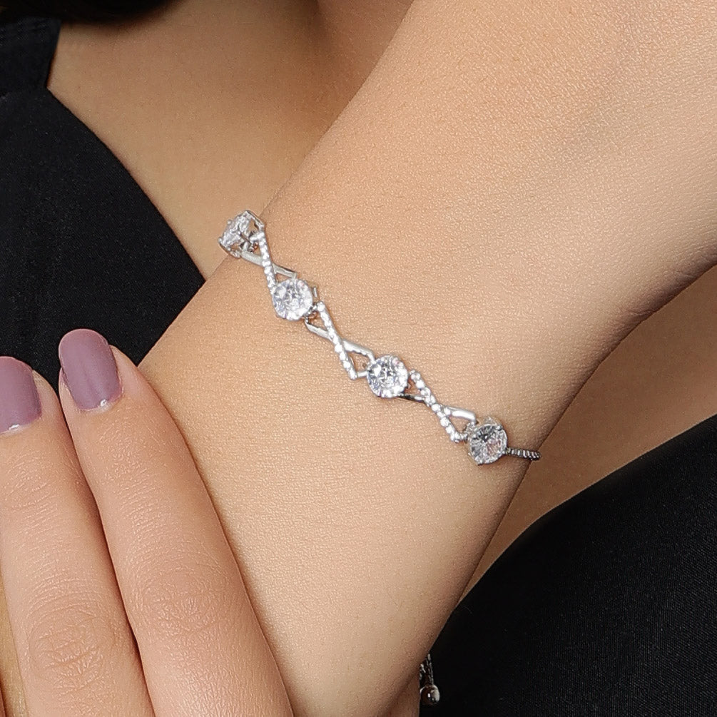 Silver Charm Bracelets - Pure Silver Bracelet for Women &#8211; Made With X-Locked Zircon