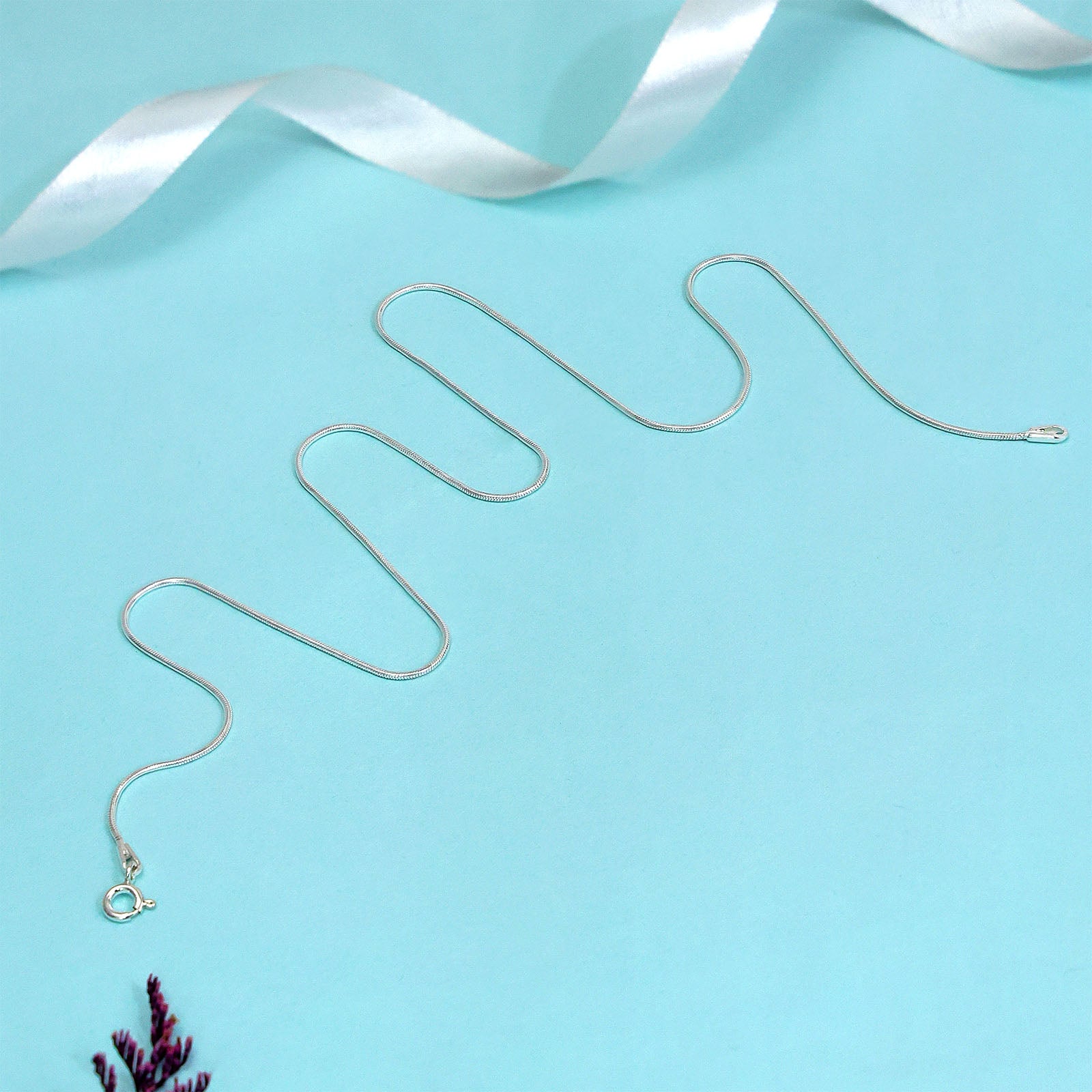 Men Silver Chain - Pure Silver Chain &#8211; Long Thin Snake Chain Necklace