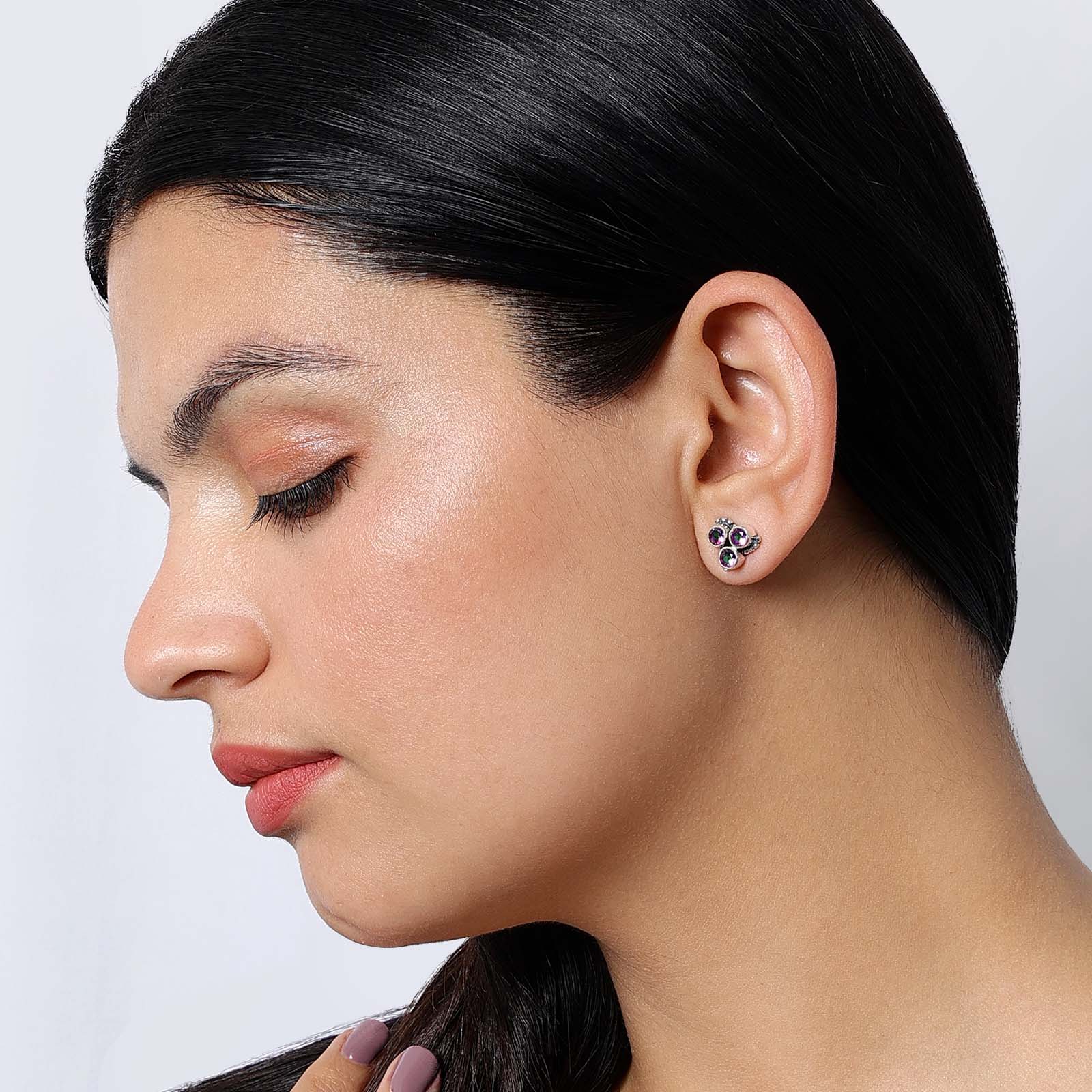 silver studs - Pure Silver Earrings &#8211; Mini Blurple CZ Stone Stud