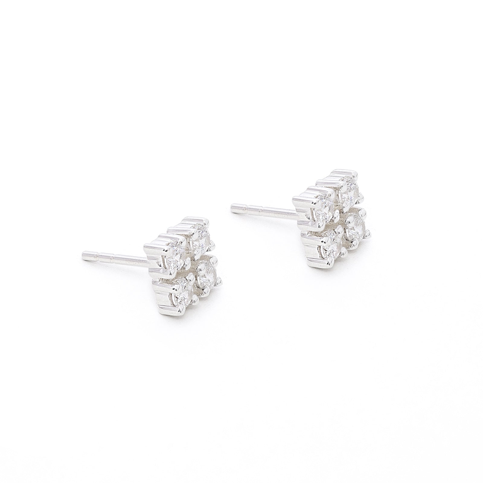 cz earrings - Pure Silver Earrings &#8211; Square-shaped CZ Stud Earrings