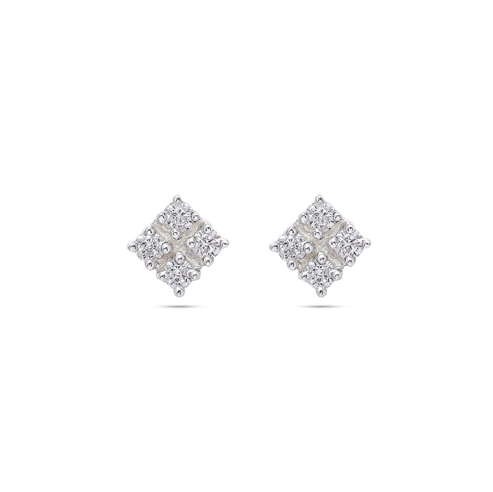 Silver stud - Pure Silver Earrings &#8211; Square-shaped CZ Stud Earrings