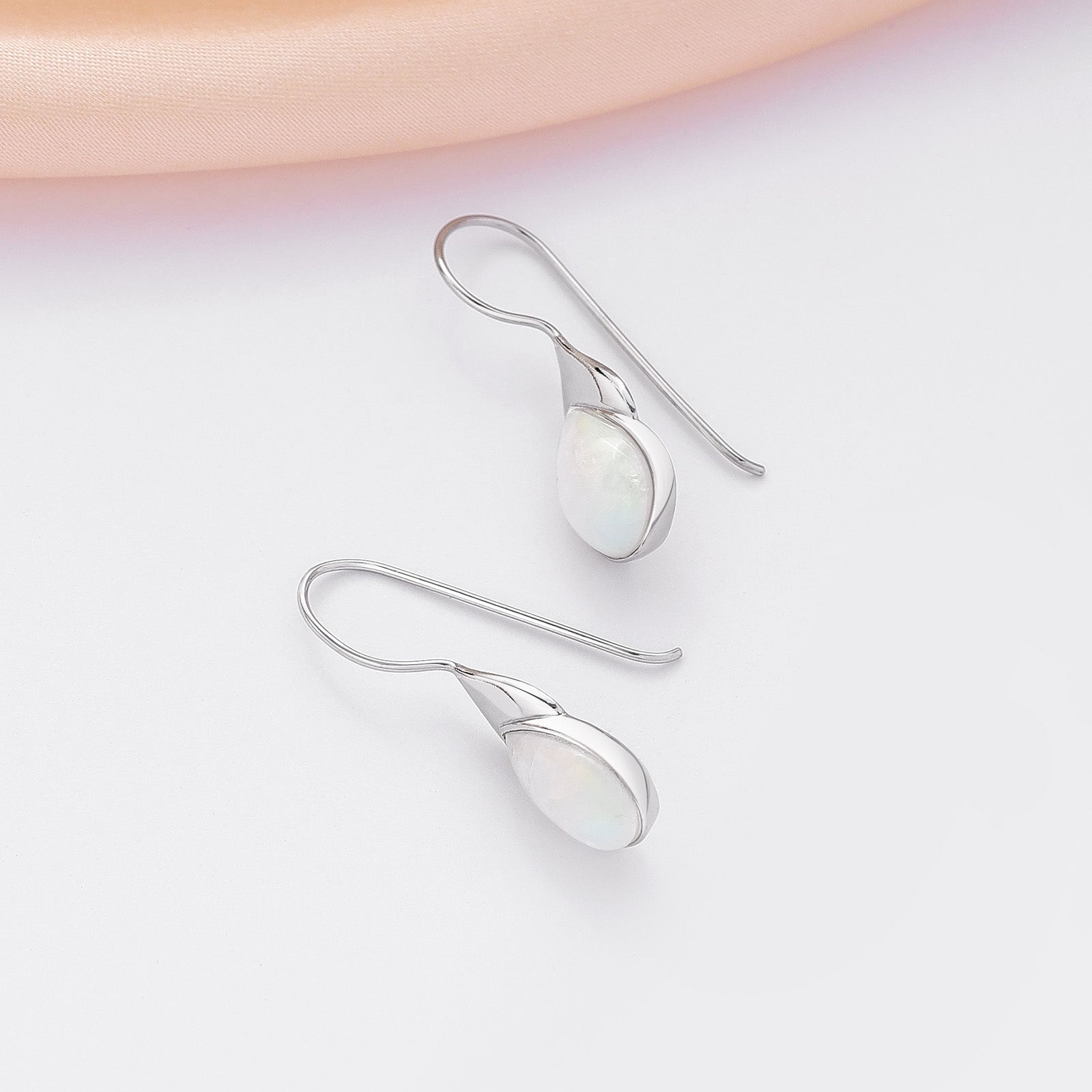 Pearl Hoop Earrings - Pure Silver Earrings &#8211; Teardrop White Pearl Hoop Earrings