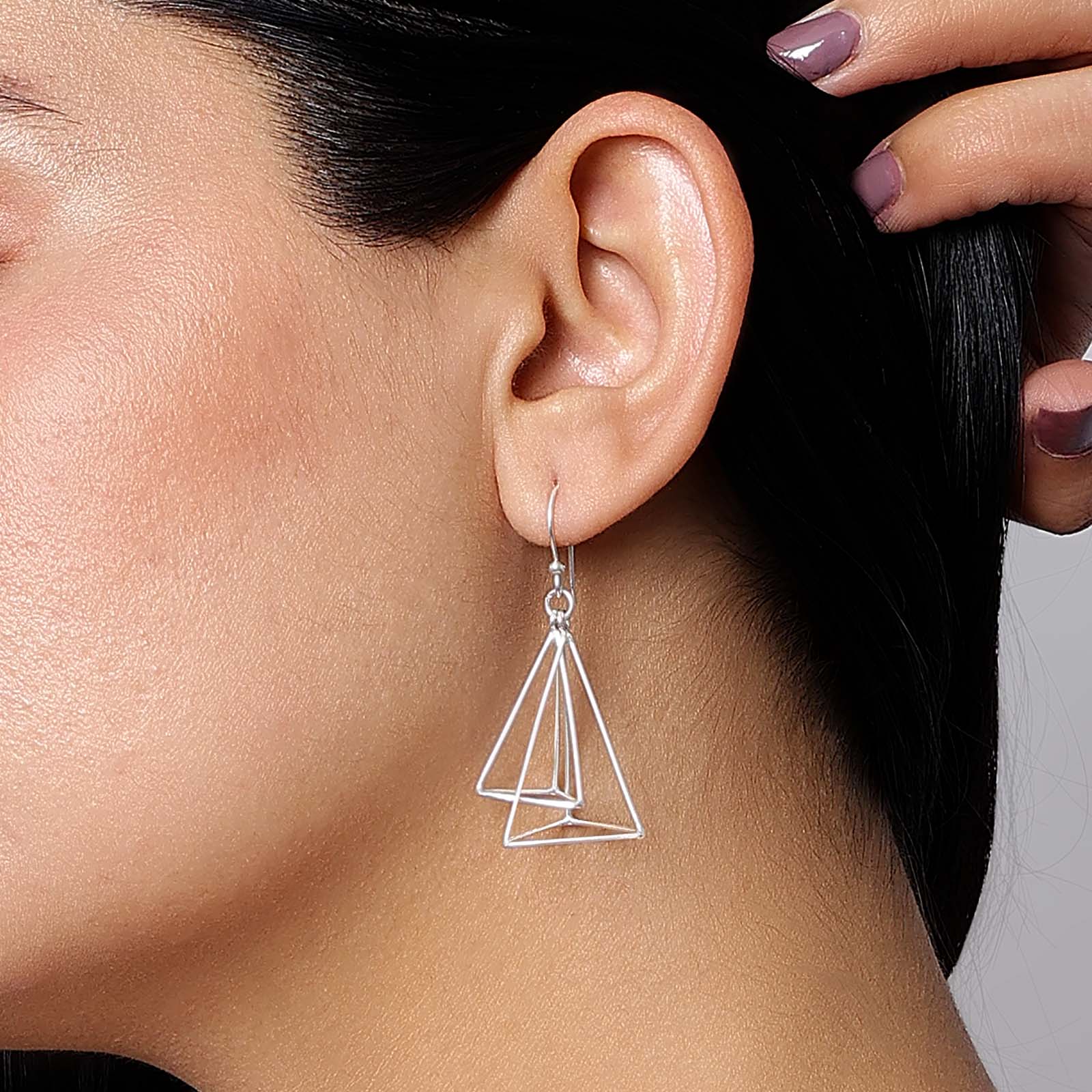 Great Summer Sale - Pure Silver Earrings &#8211; Triad Tone Danglers