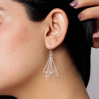 Great Summer Sale - Pure Silver Earrings &#8211; Triad Tone Danglers