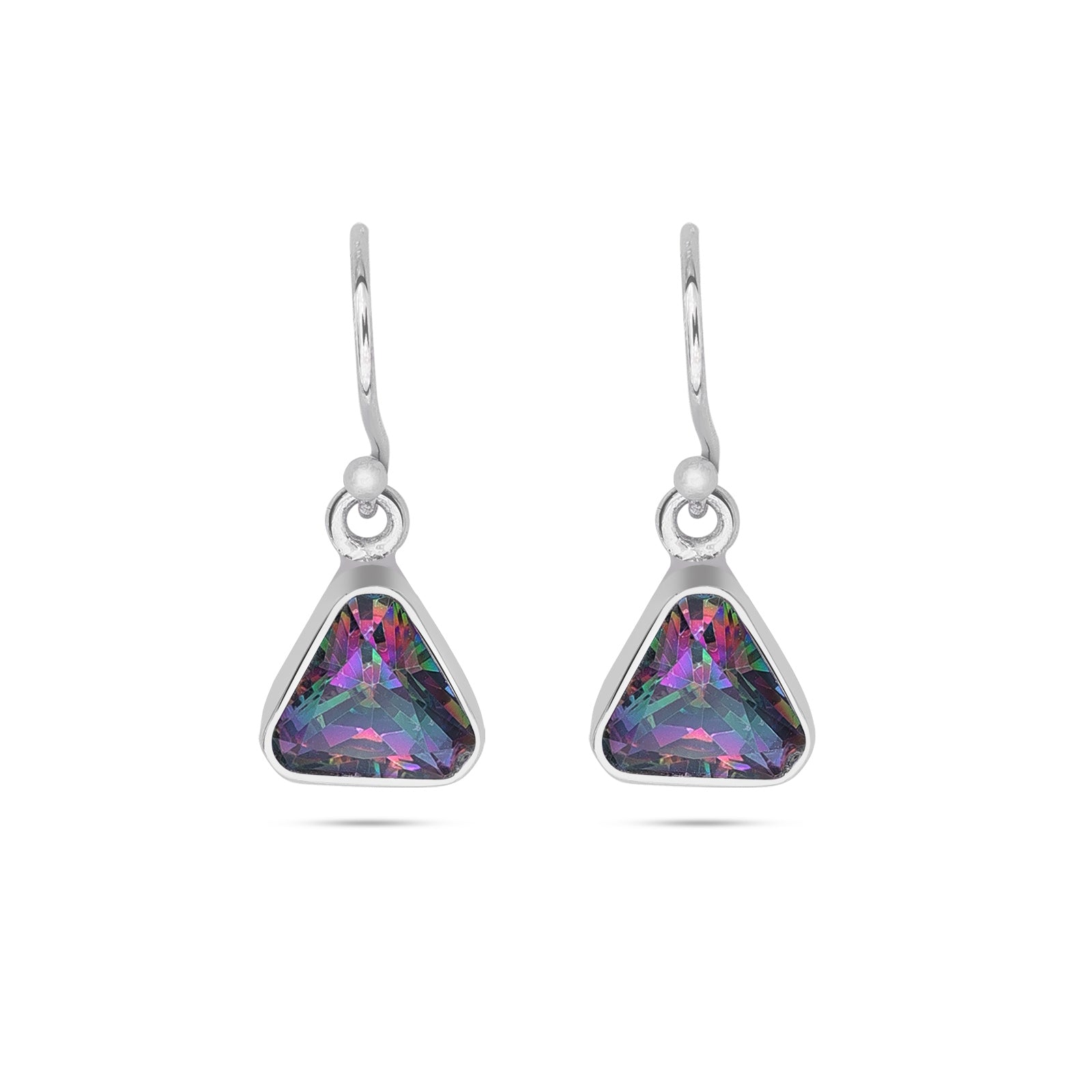 Hoop silver earrings - Pure Silver Earrings &#8211; Triangle-Shaped Swarovski Crystal Hoop Model