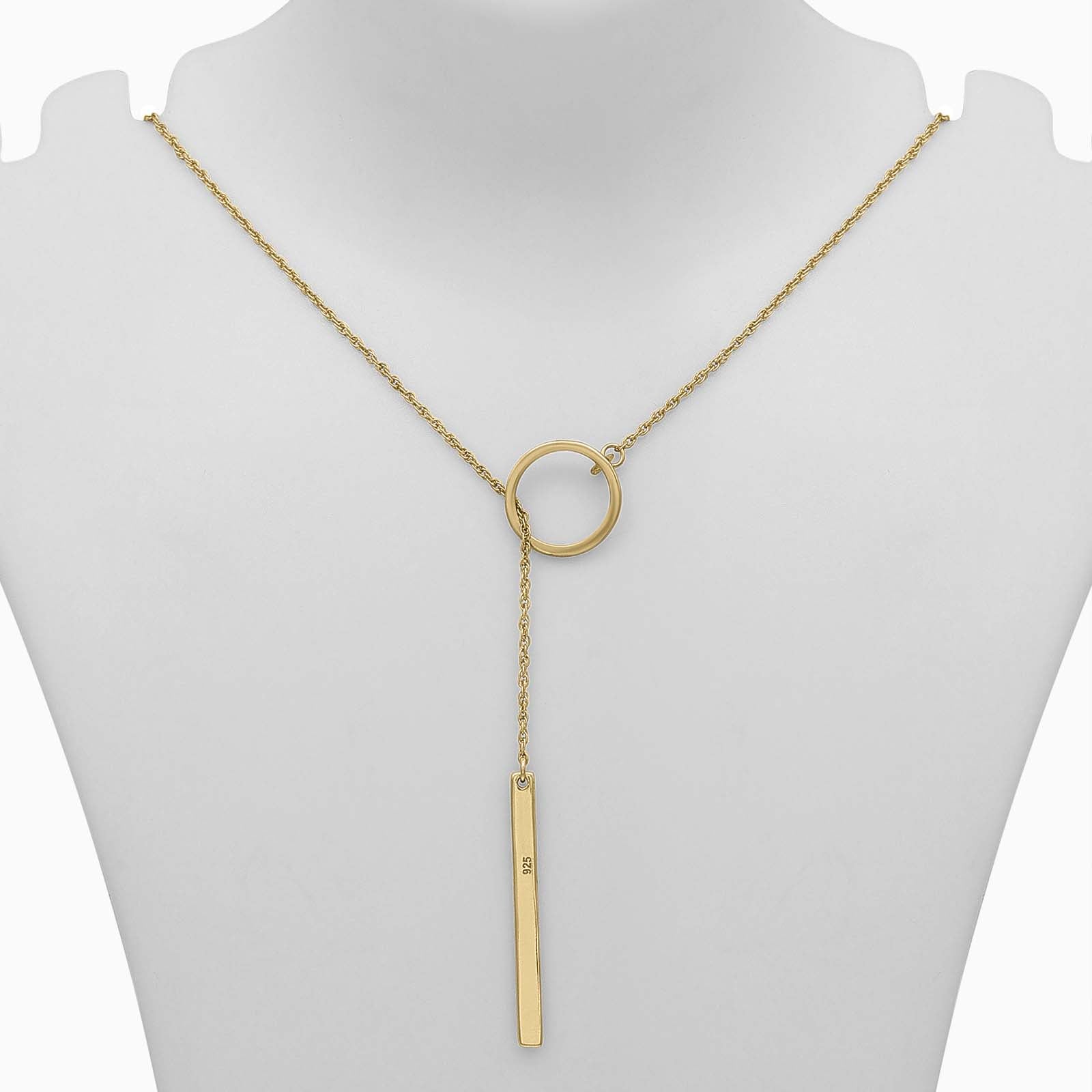 Silver Gold Plated necklace - Pure Silver Pendant &#8211; Gold Plated Long Y-shaped Necklace
