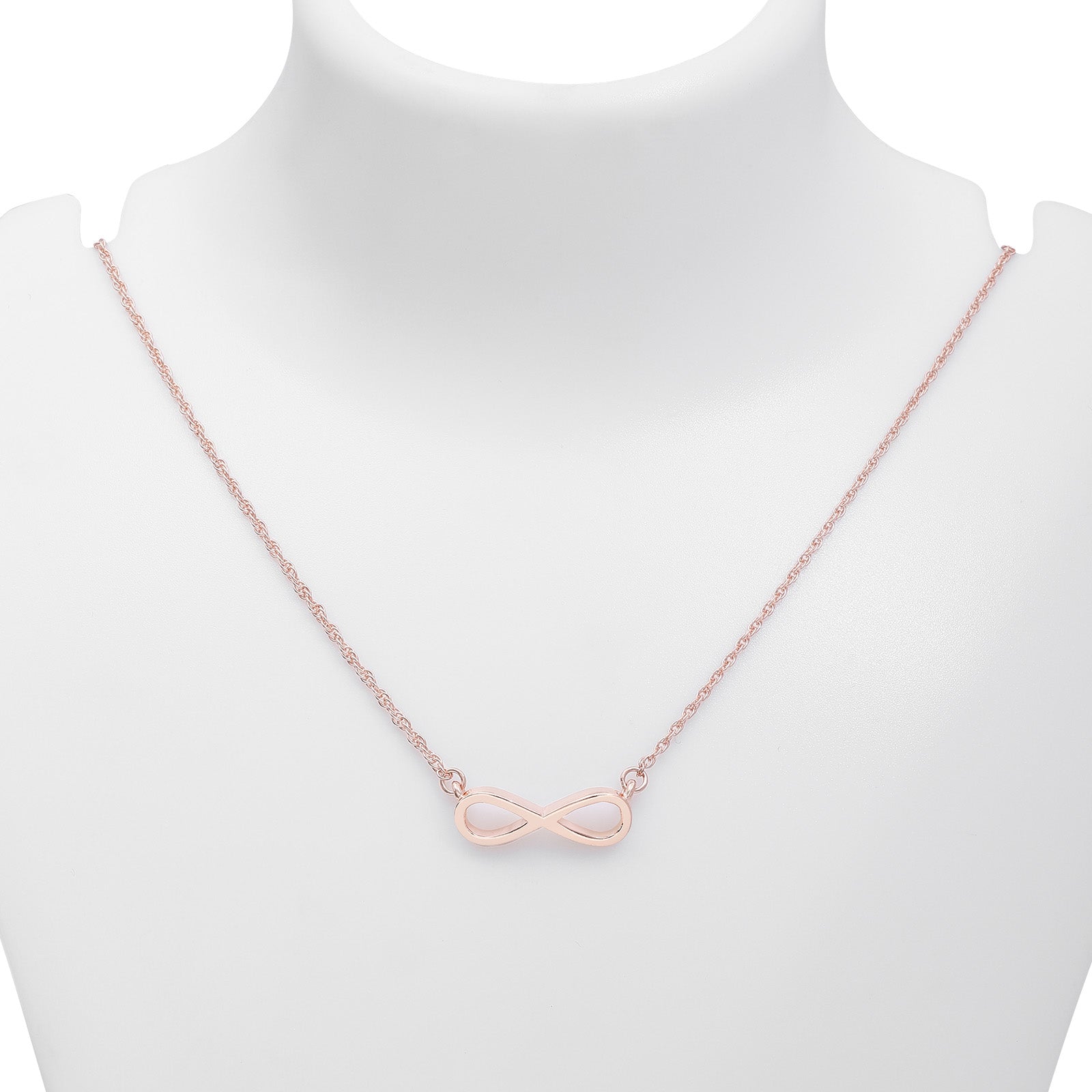 Infinity Necklace - Pure Silver Pendant &#8211; Rose Gold Plated With Infinity Design