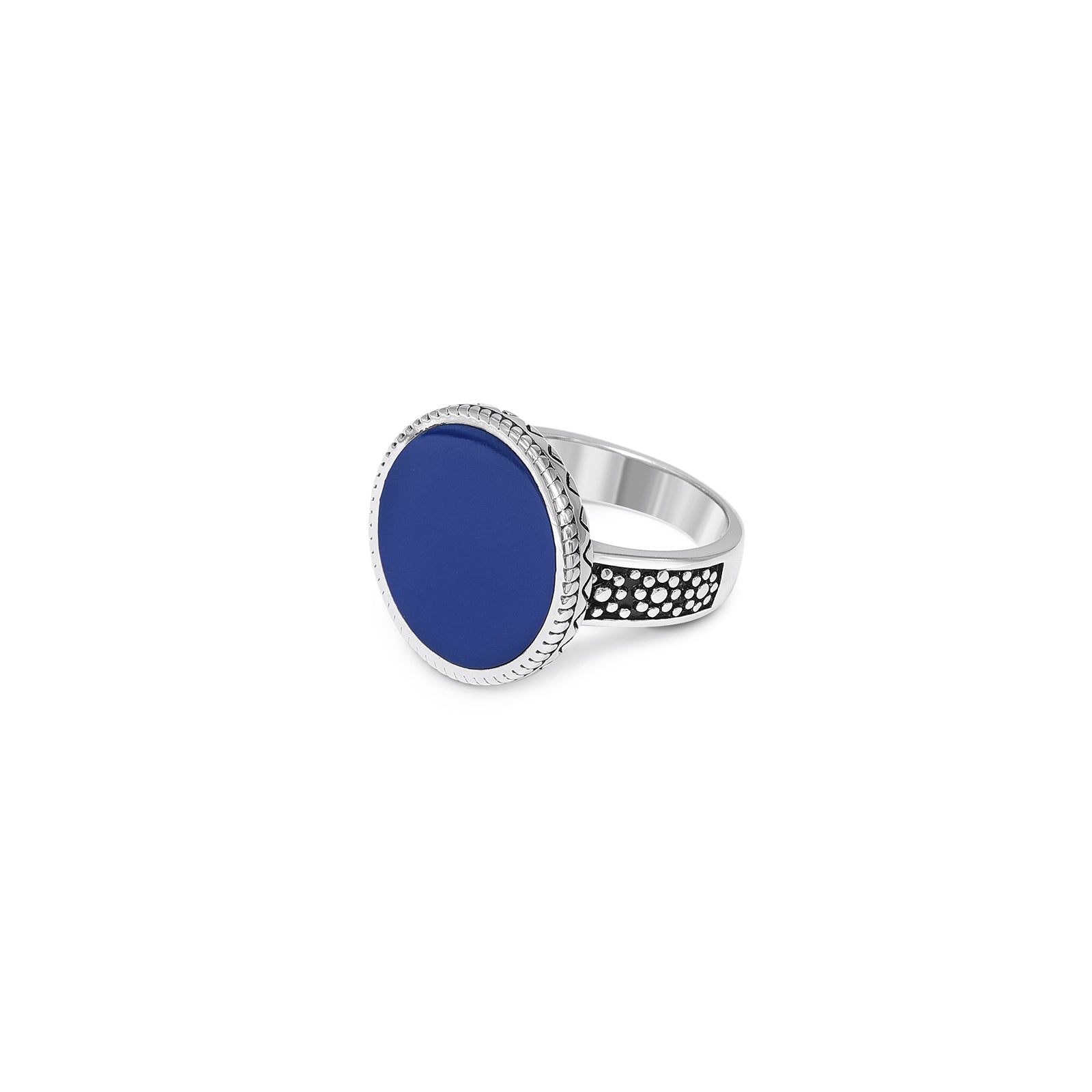 silver ring - Pure Silver Ring &#8211; Rich Blue Onyx Gemstone Band