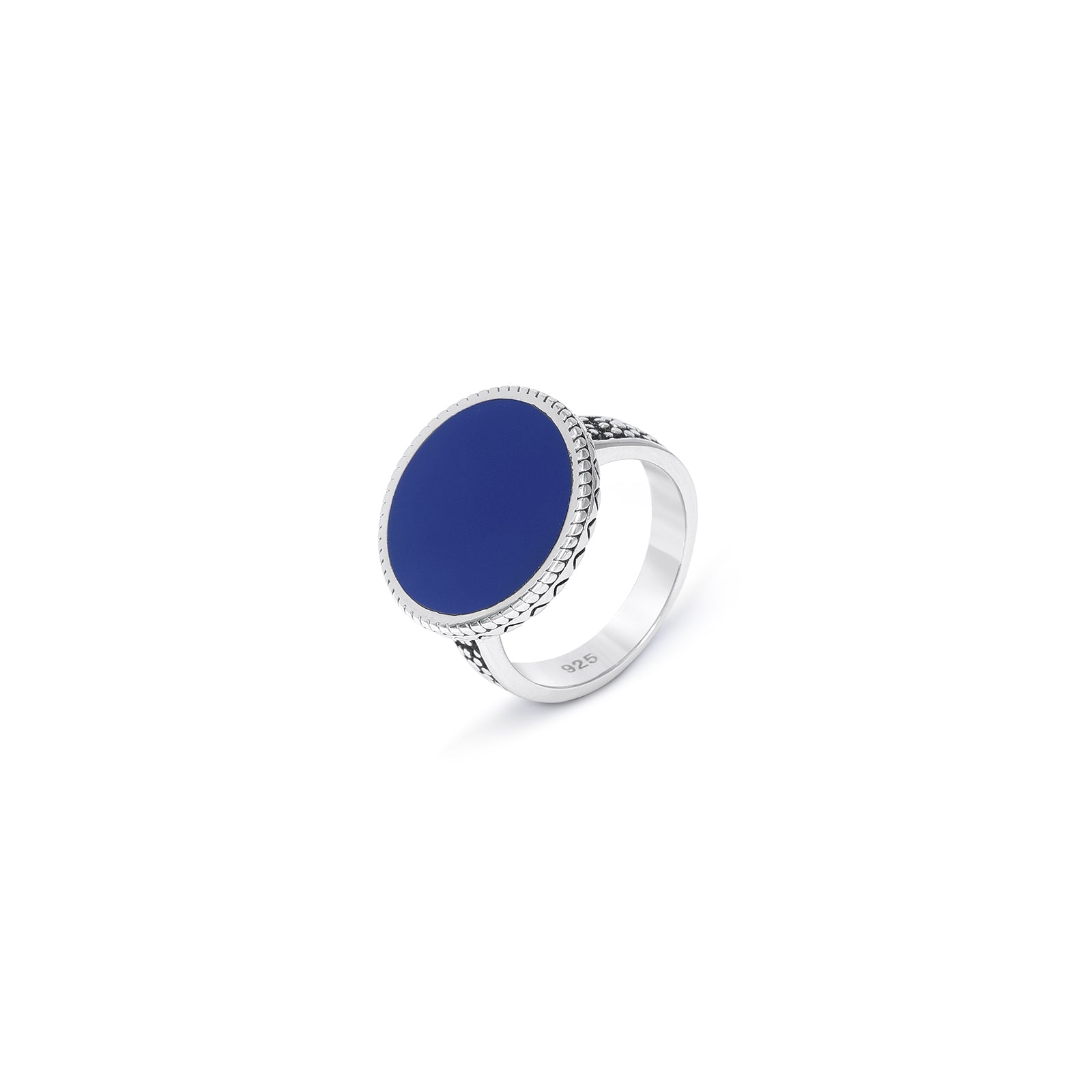 Silver Rings - Pure Silver Ring &#8211; Rich Blue Onyx Gemstone Band