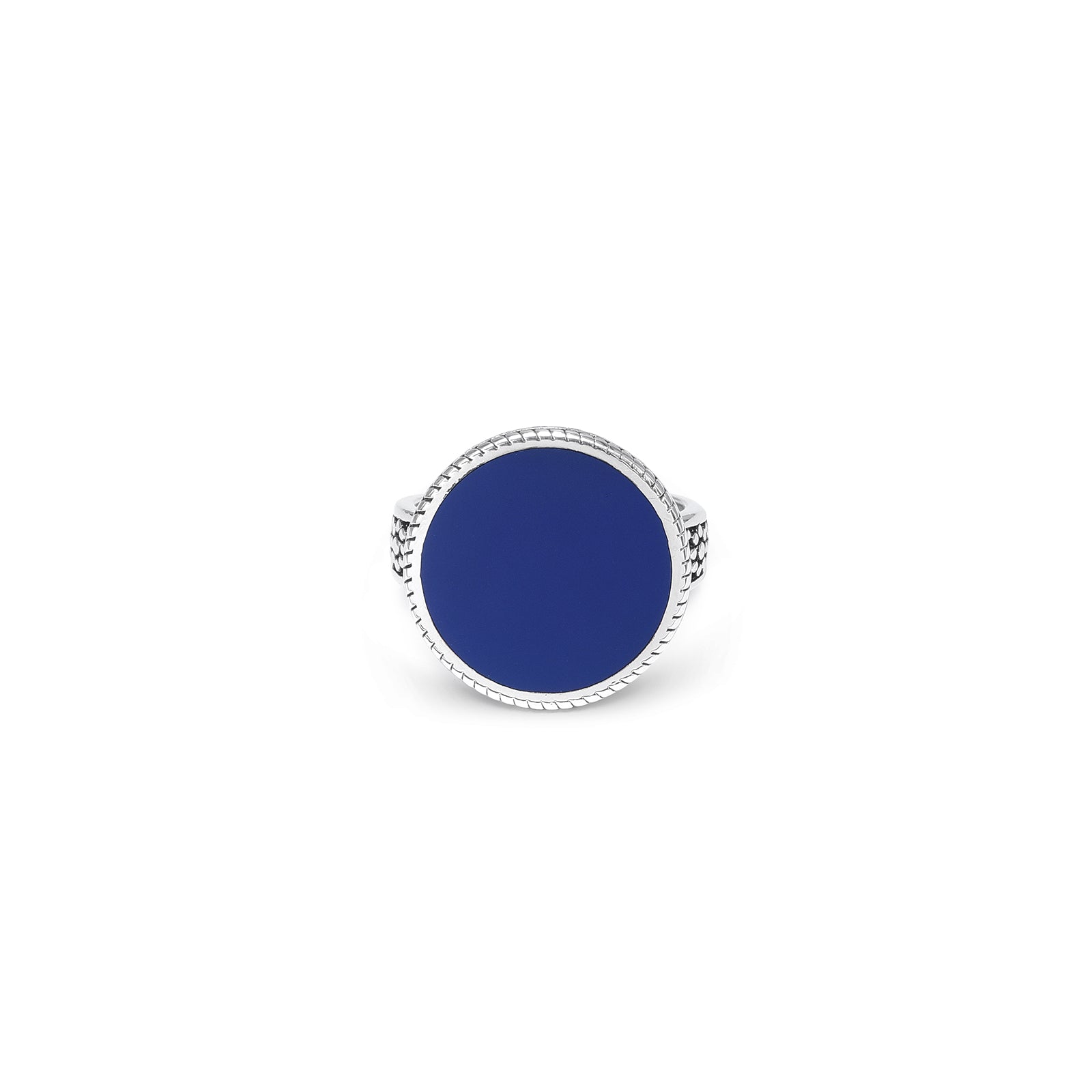 onyx ring - Pure Silver Ring &#8211; Rich Blue Onyx Gemstone Band