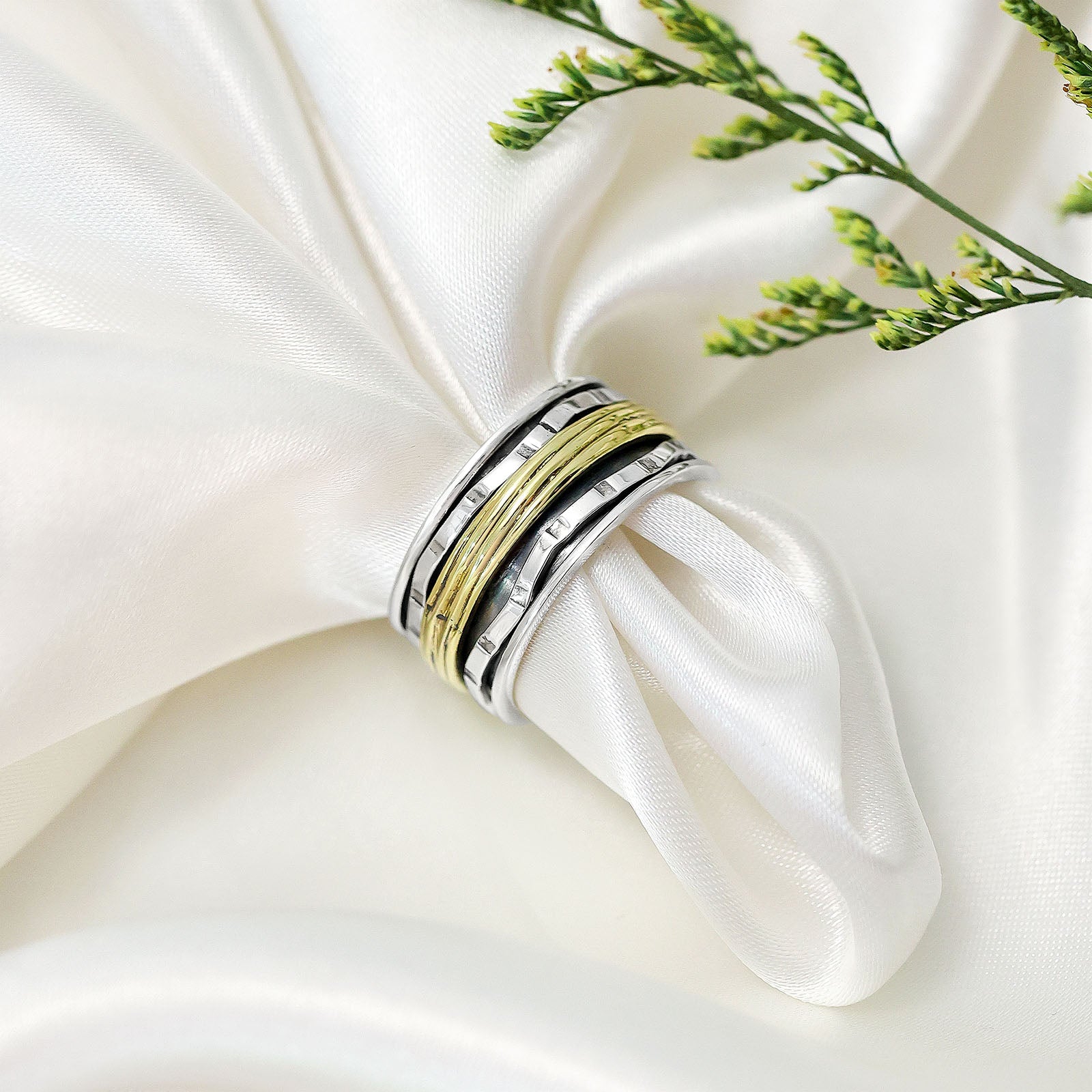 Silver Rings - Pure Silver Ring &#8211; Two-Toned Sterling Band
