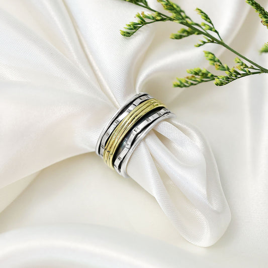 Silver Rings - Pure Silver Ring &#8211; Two-Toned Sterling Band