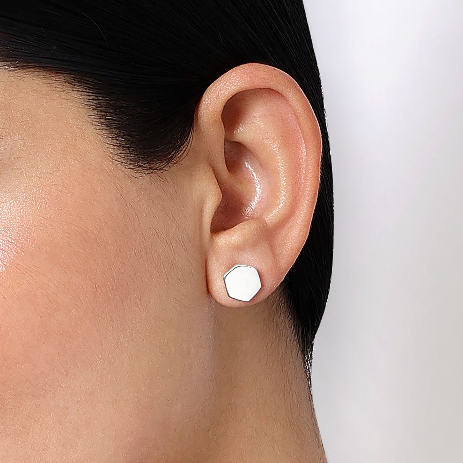 Silver stud - Pure Silver Stud &#8211; Hexa Glossy Finish