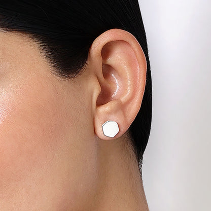 Silver stud - Pure Silver Stud &#8211; Hexa Glossy Finish