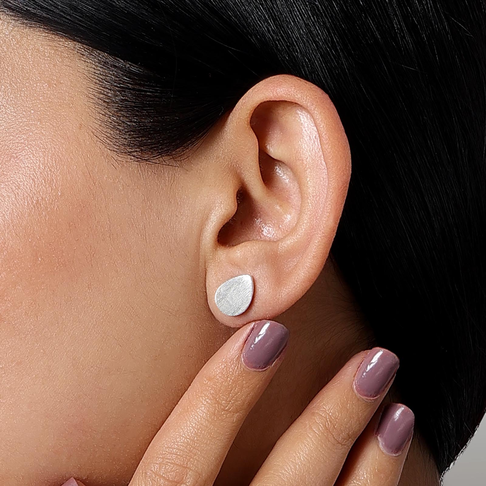 Silver stud - Pure Silver Stud Earrings &#8211; Dew-kissed Scratch Finish Model